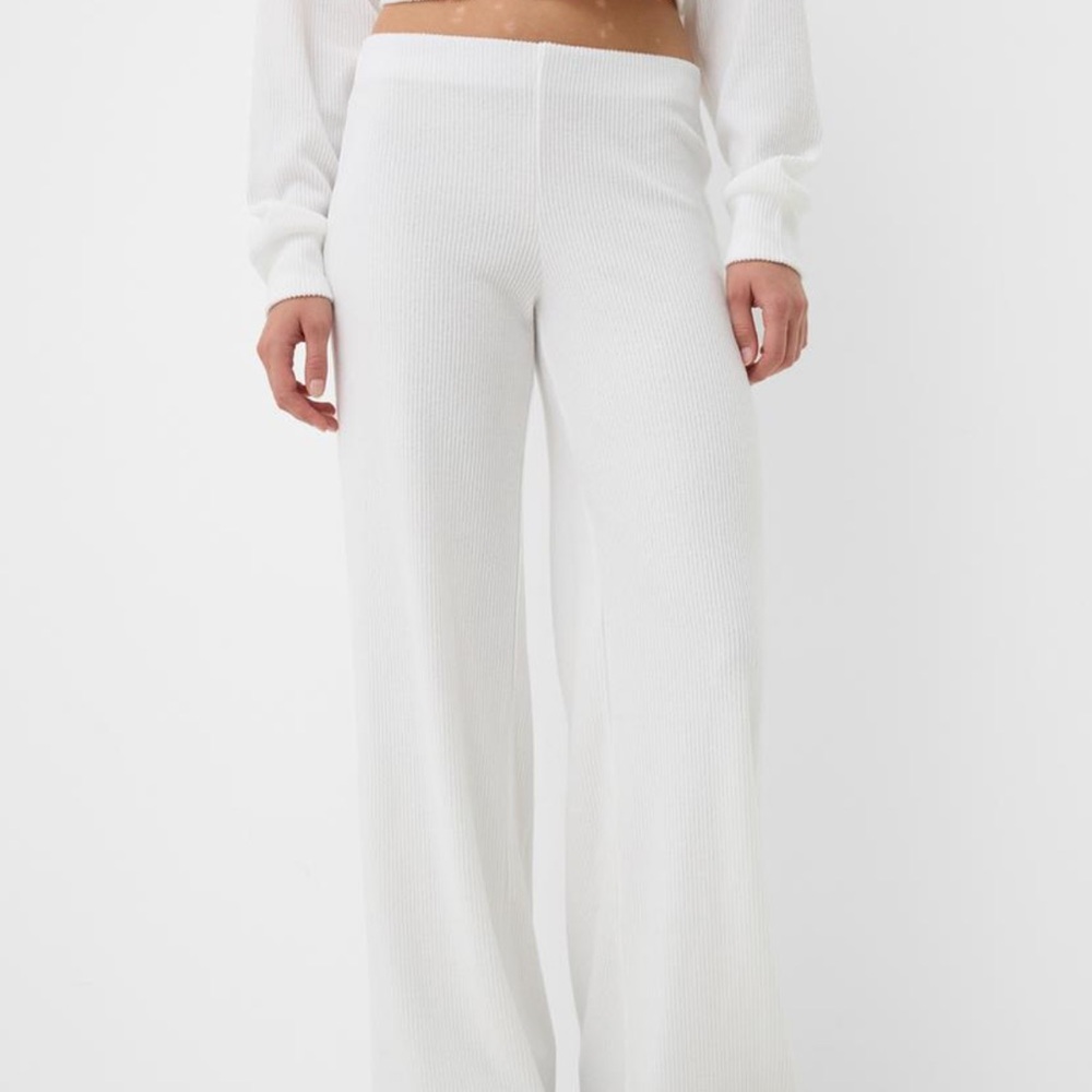 Zara Ivory Ribbed Trousers